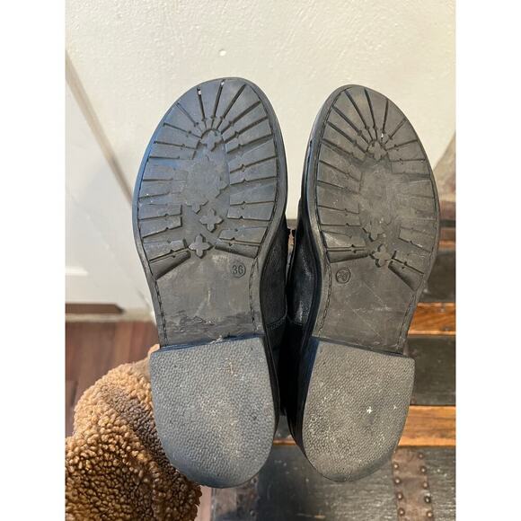 The Shoe Box Leather Combat Boots Women's 6 Bronze Blue Skull Head Punk Goth UK - Picture 10 of 10